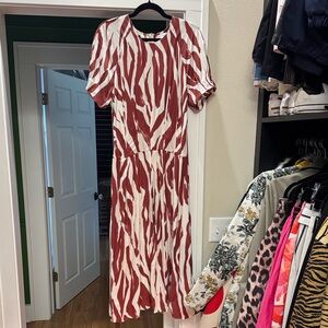 Anine Bing Red and White Zebra Midi Dress